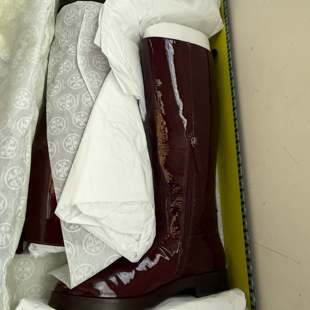 Tory Burch Bordeaux (Red) Riding Boots Patent Leather - Picture 7 of 8